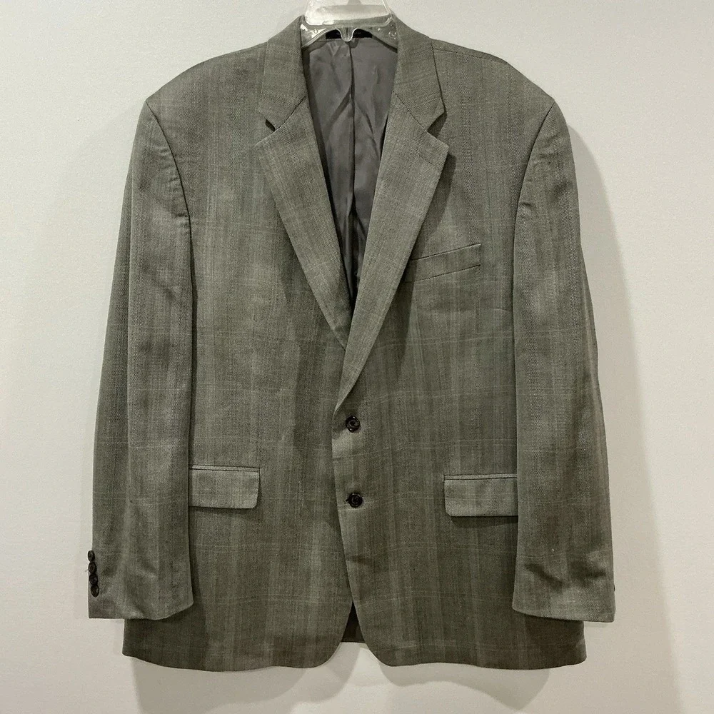 Ralph Lauren Blazer Mens 48L Brown Glen Plaid Check Silk‎ Wool Blend Sport Coat